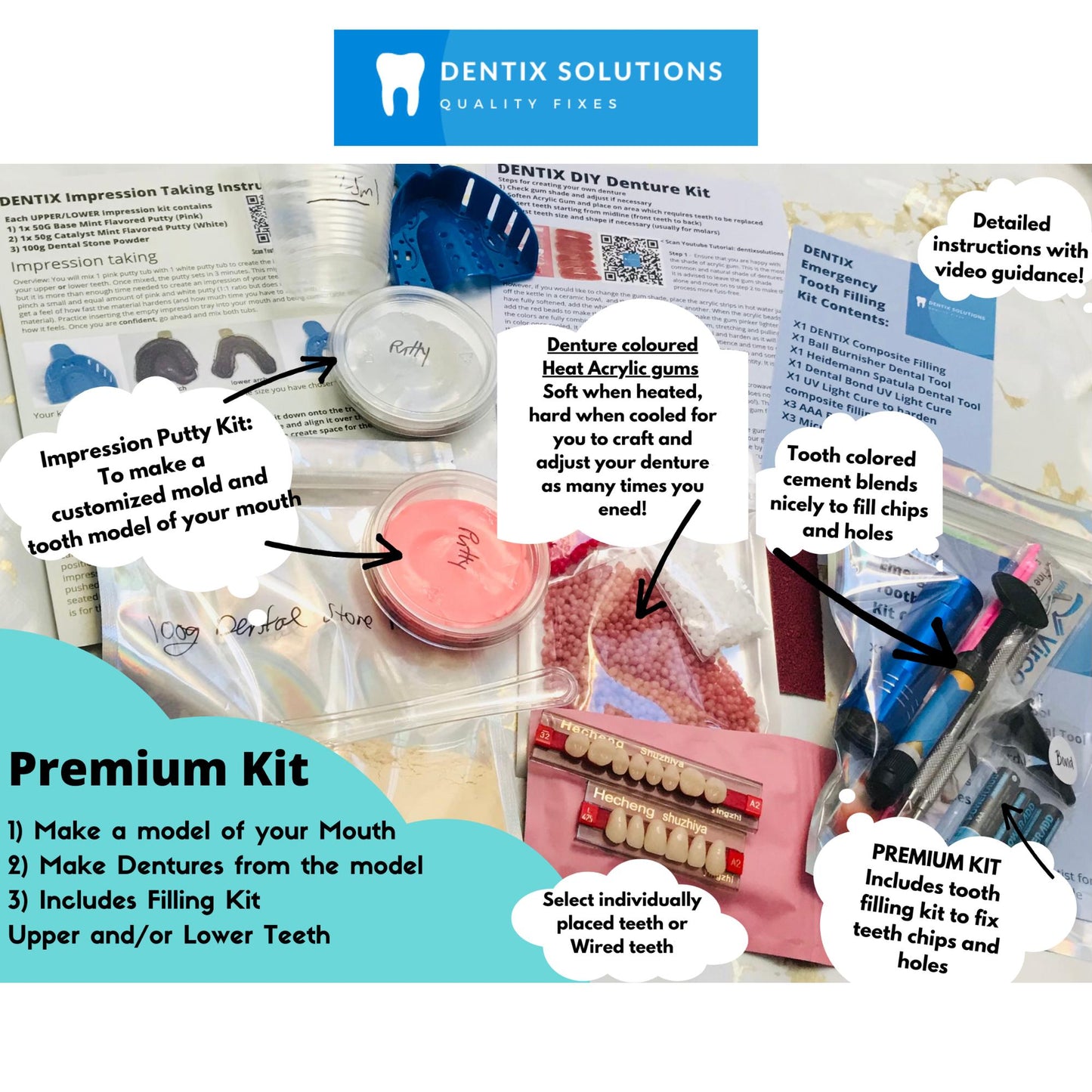 Heat Acrylic DIY Denture Soft when Heated Hard when Cooled