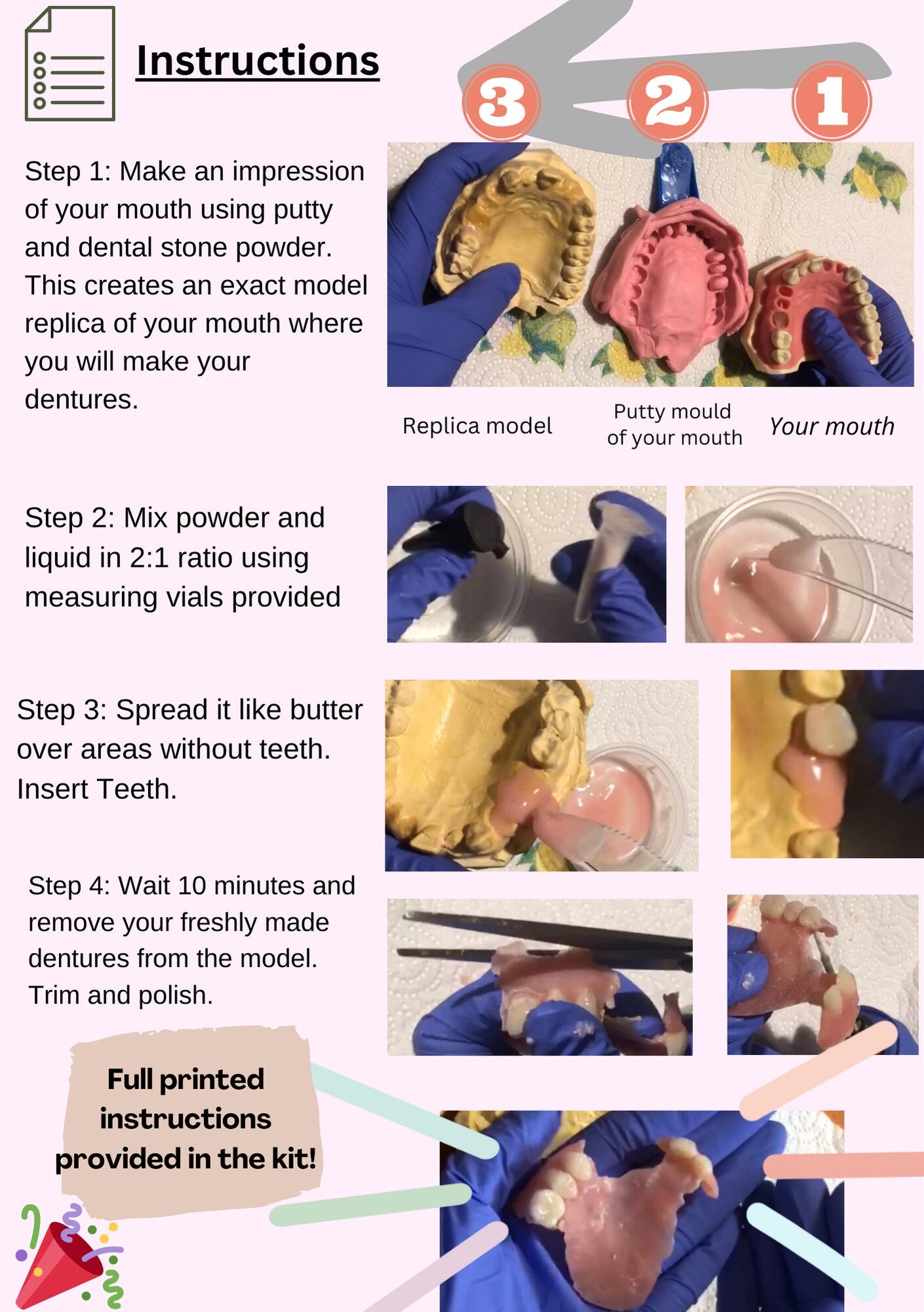 MIX n SET DIY Denture Stays Permanent and Hard Forever