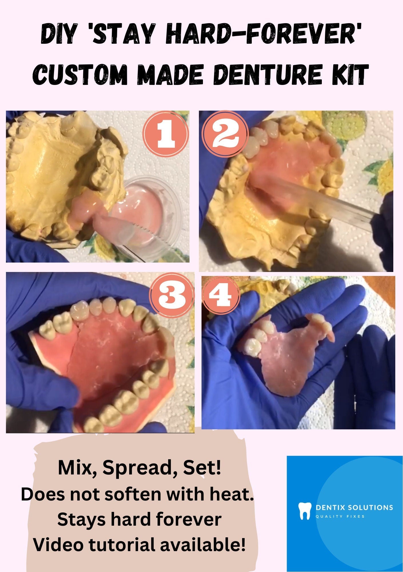 MIX n SET DIY Denture Stays Permanent and Hard Forever